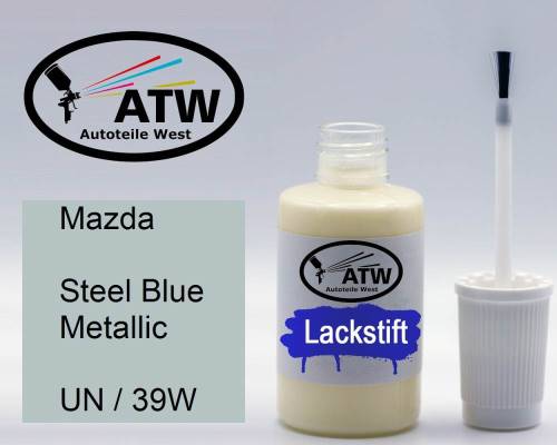 Mazda, Steel Blue Metallic, UN / 39W: 20ml Lackstift, von ATW Autoteile West.